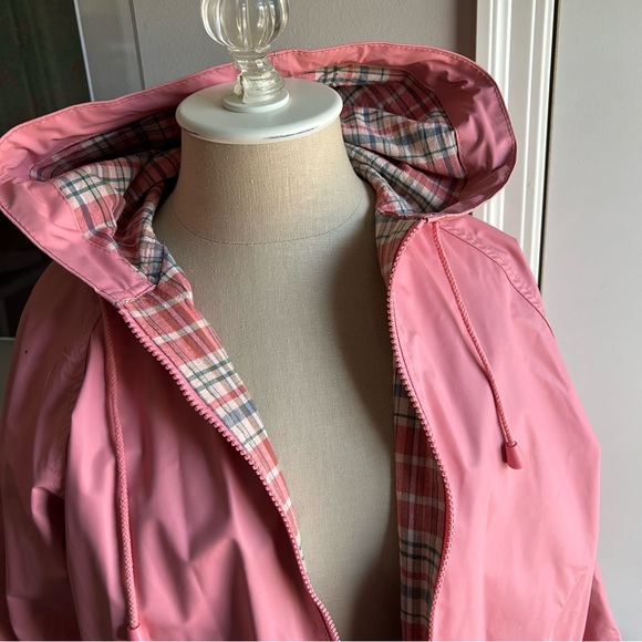 Vintage Pink Misty Harbor Rain Jacket S Coastal Prep Plaid Lined - Picture 3 of 7